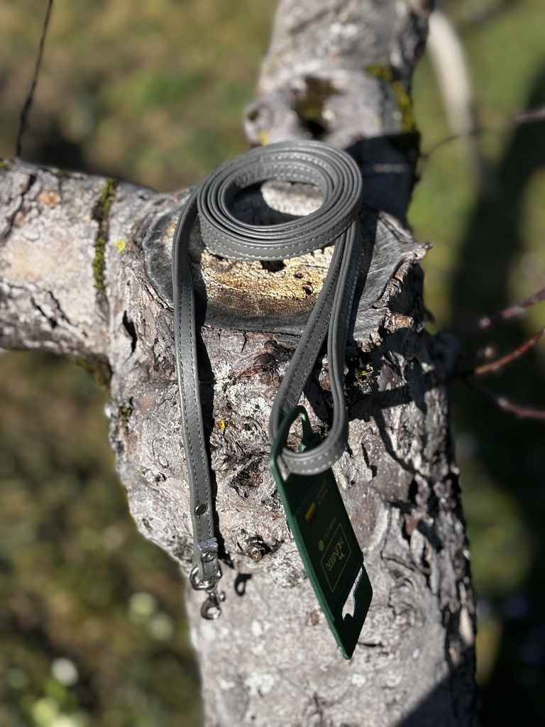 [HunterELKgrise] Laisse cuir grise