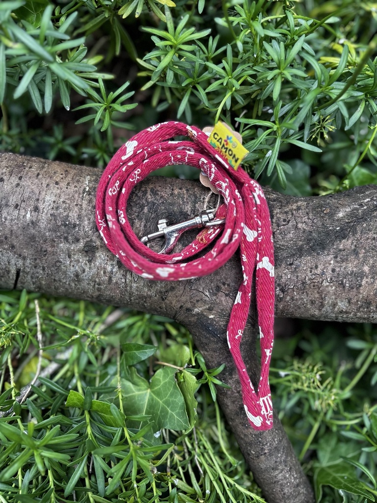 [2055] Laisse en tissu rouge