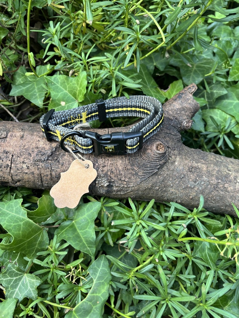 [2212.colliegrisjaune] Collier gris et jaune 23-34cm