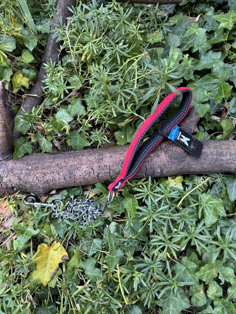 [2231.laissechainerouge] Laisse chaine Martin Sellier 100cm