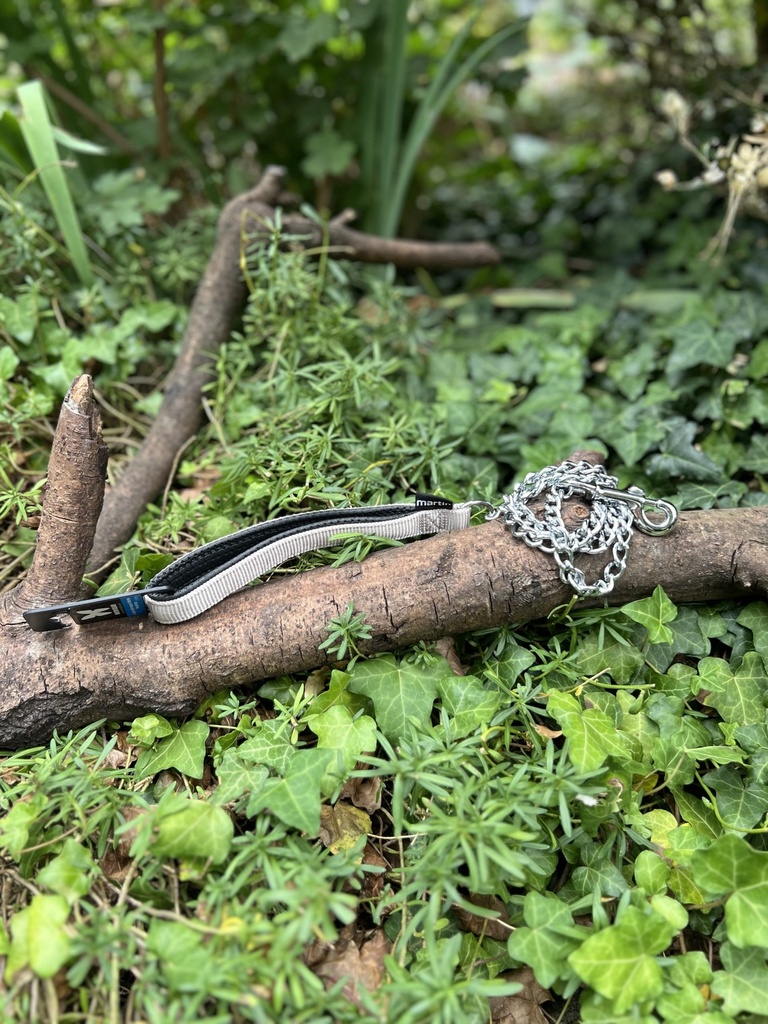[2231.laissechainegrise] Laisse chaine Martin Sellier 100cm