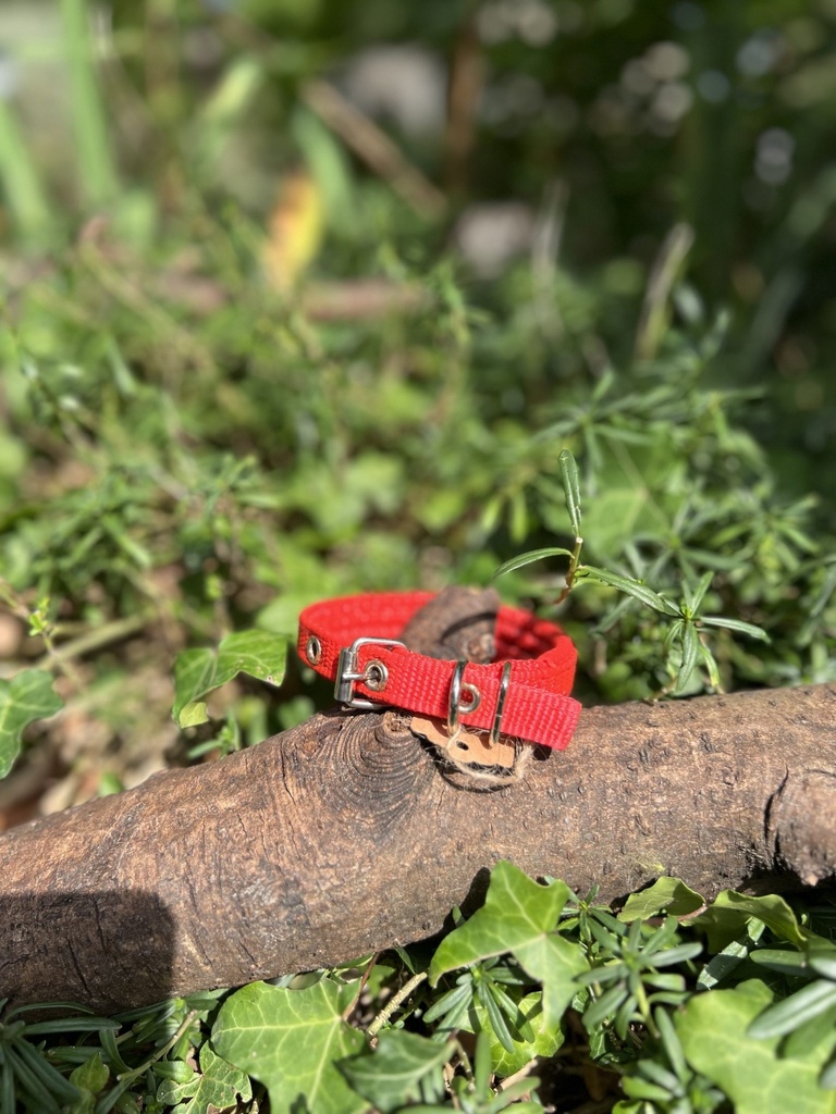 [2190collierrouge] Collier tissu rouge 22-28cm